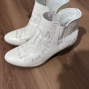 White Western Ankle Boots